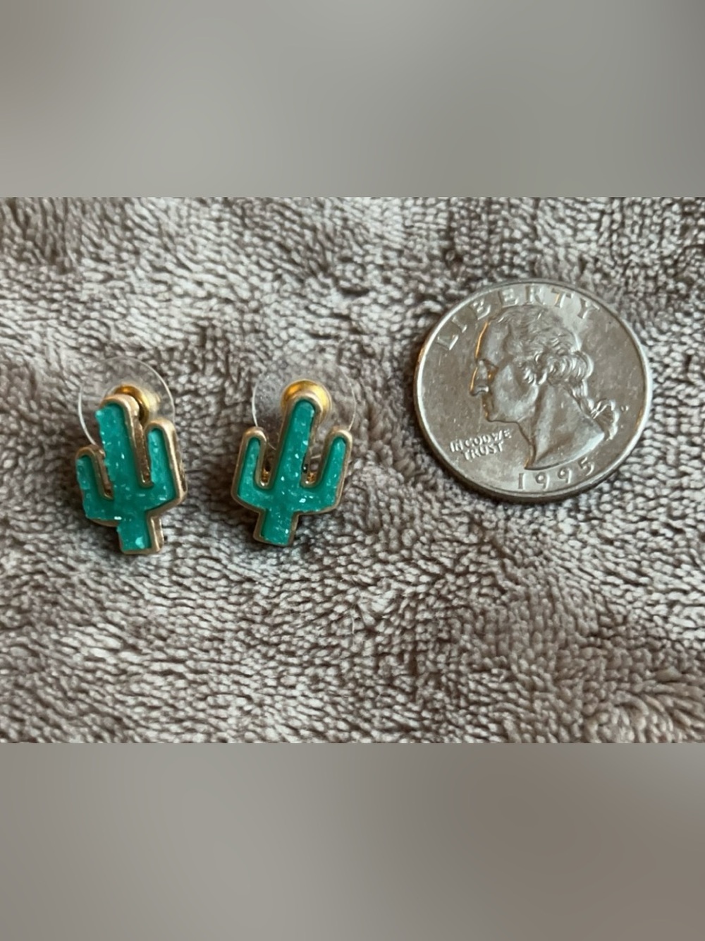 Green Cactus Stud Earrings